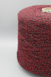 9646 Итальянская бобинная пряжа меринос 70%, шелк буретный 30% 500м чёрный/графит/красный Lanerossi Liza- фото3