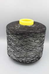 9847 Filmar Bollymood хлопок/па Итальянская бобинная пряжа для вязания, чёрный с серебристым люрексом, 2000м/100гр- фото
