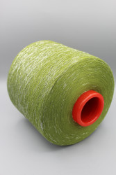 9849 Filmar Bollymood хлопок/па Итальянская бобинная пряжа для вязания, жёлто-зеленый с серебристым люрексом, 2000м/100гр- фото3