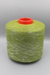 9849 Filmar Bollymood хлопок/па Итальянская бобинная пряжа для вязания, жёлто-зеленый с серебристым люрексом, 2000м/100гр- фото