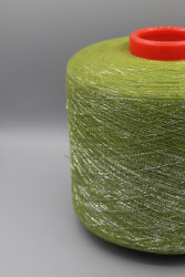 9849 Filmar Bollymood хлопок/па Итальянская бобинная пряжа для вязания, жёлто-зеленый с серебристым люрексом, 2000м/100гр- фото2