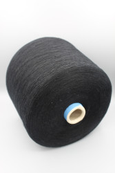 9852 Manifature Sessia Biolino хлопок 80% лен 20% Итальянская бобинная пряжа для вязания, чёрный , 2500м/100гр- фото