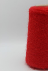 30087 Итальянская бобинная пряжа Ilaria Aurora 67% кидмохер, 3% меринос, 30% PA, красный, 1000м- фото2