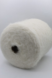 30131 Итальянская бобинная пряжа Filitaly Lab Wild Brushed суперфайн альпака 74% экстрафайн меринос 13% полиамид 13%, 270м,  белый экрю- фото3