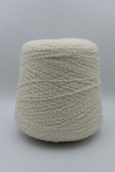 30164 Итальянская бобинная пряжа букле меринос 87%, полиамид 8%, кашемир 5%, 300м кремово-белый Zegna Baruffa Vello Fantasia- фото