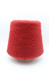 30167 Итальянская бобинная пряжа букле меринос 70%, полиамид 30% 1400м клюквенный на чёрной основе Zegna Baruffa Mousse- фото