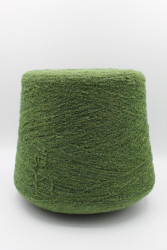 30169 Итальянская бобинная пряжа букле меринос 80%, полиамид 20% 800м зелёный меланж на чёрной основе Zegna Baruffa Mousse- фото